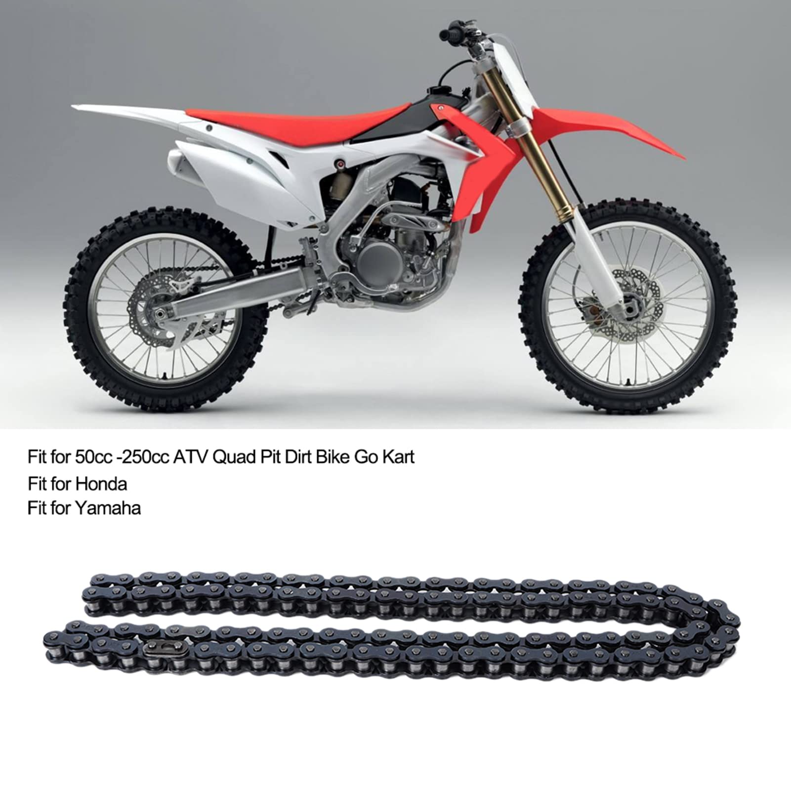Chaine Quad 125,Chaîne 428 Quad,Chaîne 428 Pit Bike 108 Maillons, Chaîne de moto 428 108 maillons pour quad, pit bike, dirt bike, kart, 50 à 250