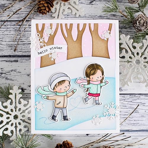 Miniatura 5 de Juegos de sellos y troqueles transparentes de esquí de invierno para hacer tarjetas, plantillas de corte troquelado para álbumes de recortes, álbum