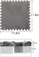 Vista 2 de 12 piezas Tapete de Piso de Espuma de Rompecabezas de Felpa, Baldosas de Espuma Cuadradas Entrelazadas Suaves Gruesas Esponjosas Alfombras de Área