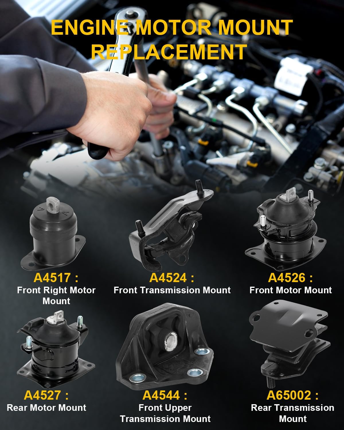 OCPTY Engine Motor Mount and Transmission Mount Set Compatible with for Acura TL 2004 2005 2006 3.2L # A4517/A4566 A4524 A4544 A65002 A4526HY A4599HY 6PCS