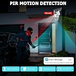 4K Triple Lens Solar Powered Security Cameras Wireless Outdoor, 2.4G WiFi, 360° View Camera Surveillance Exterieur with Color Night Vision, Motion Detection, PIR Alarm, Spotlight, 2-Way Audio