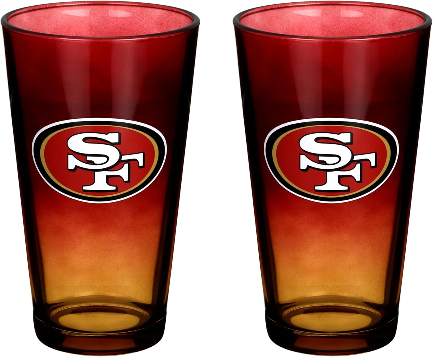 The Memory Company Officially Licensed NFL 2-Pack 16oz Ombre Pint Glass Set, Licensed Team Drinkware, Stylish Gameday Glassware, Team Logo