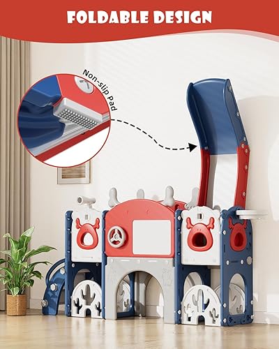 Miniatura 8 de XJD 13 in 1 Toddler Slide Set, Kids Slide for Toddlers Age 1+, New Upgrade with Golf Set, Basketball Hoop, Drawing Board for Indoor Outdoor Playset,