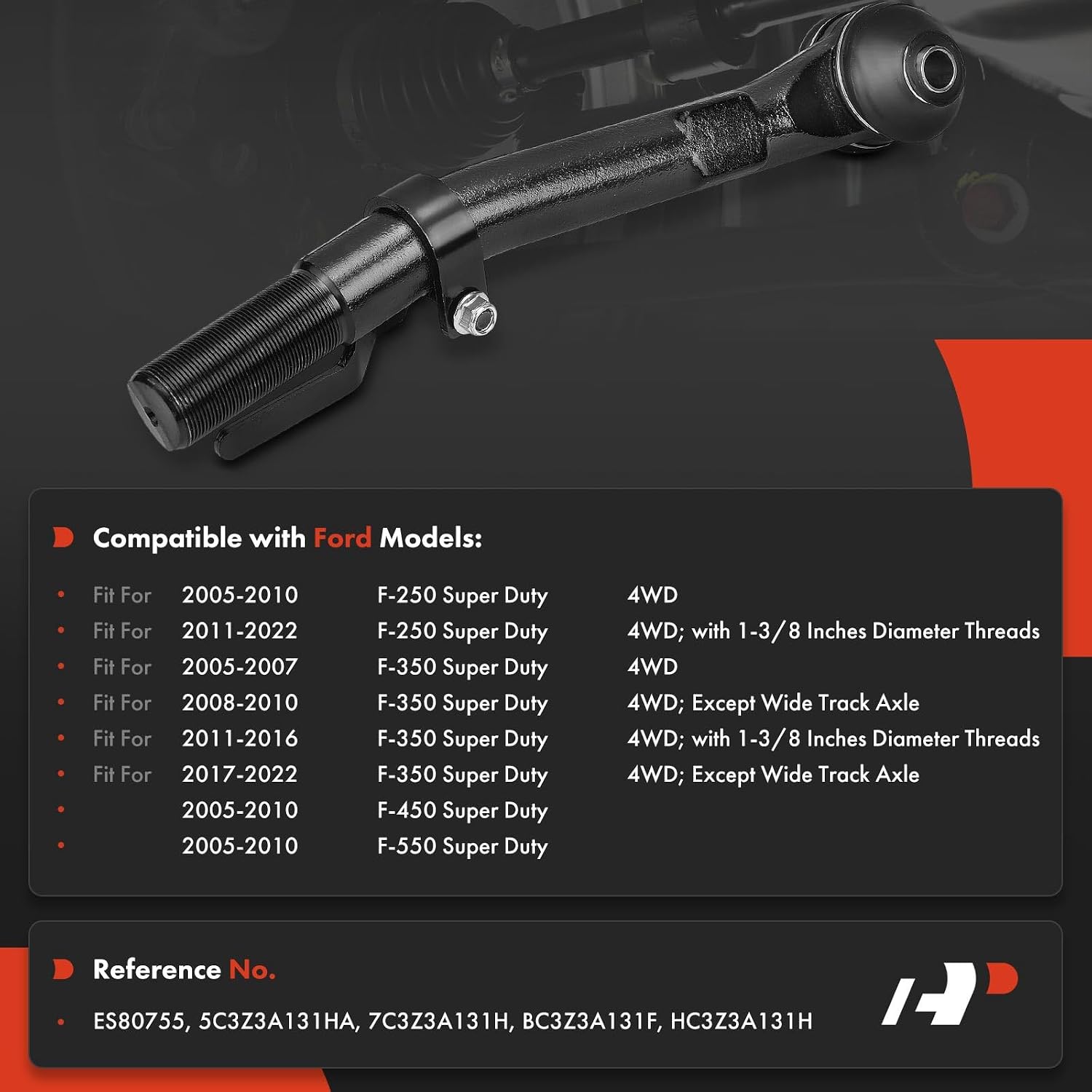 A-Premium Front Right Outer Tie Rod End, Compatible with Ford F-250 Super Duty & F-350 Super Duty 2005-2022, F-450 Super Duty & F-550 Super Duty 2005-2010