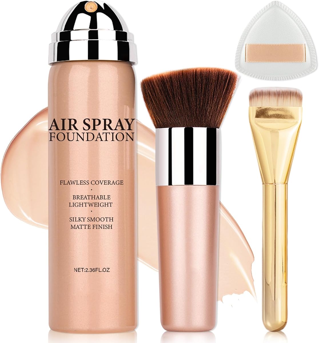 AIUEO Magic Minerals Airbrush Foundation Spray Foundation Makeup-Natural | Silky Mist Spray, Full Coverage Foundation for Mature Skin, Lightweight Breathable Flawless Makeup for Smooth Skin