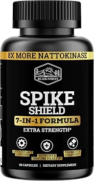 Black Forest Spike Shield 7-In-1 Formula Wellness Supplement Nattokinase 8000 FU, Bromelain 500mg, Curcumin, Quercetin, NAC, Zinc Comfort & Antioxidant Support Non-GMO, Gluten-Free 90 Capsules