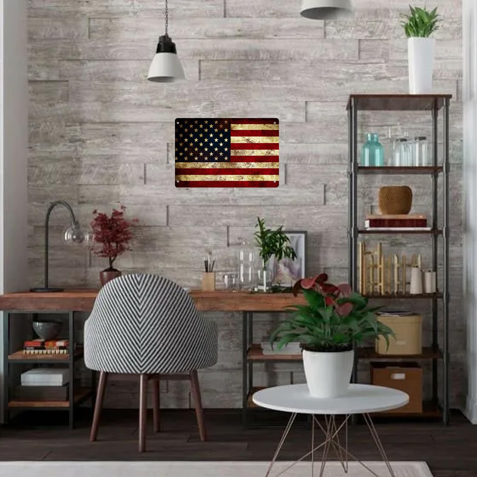 Vintage Metallschild USA Flagge & Pledge Of Allegiance - 20,3x30,5cm Alu-Blech, Wanddekoration Für Bar, Küche, Man Cave