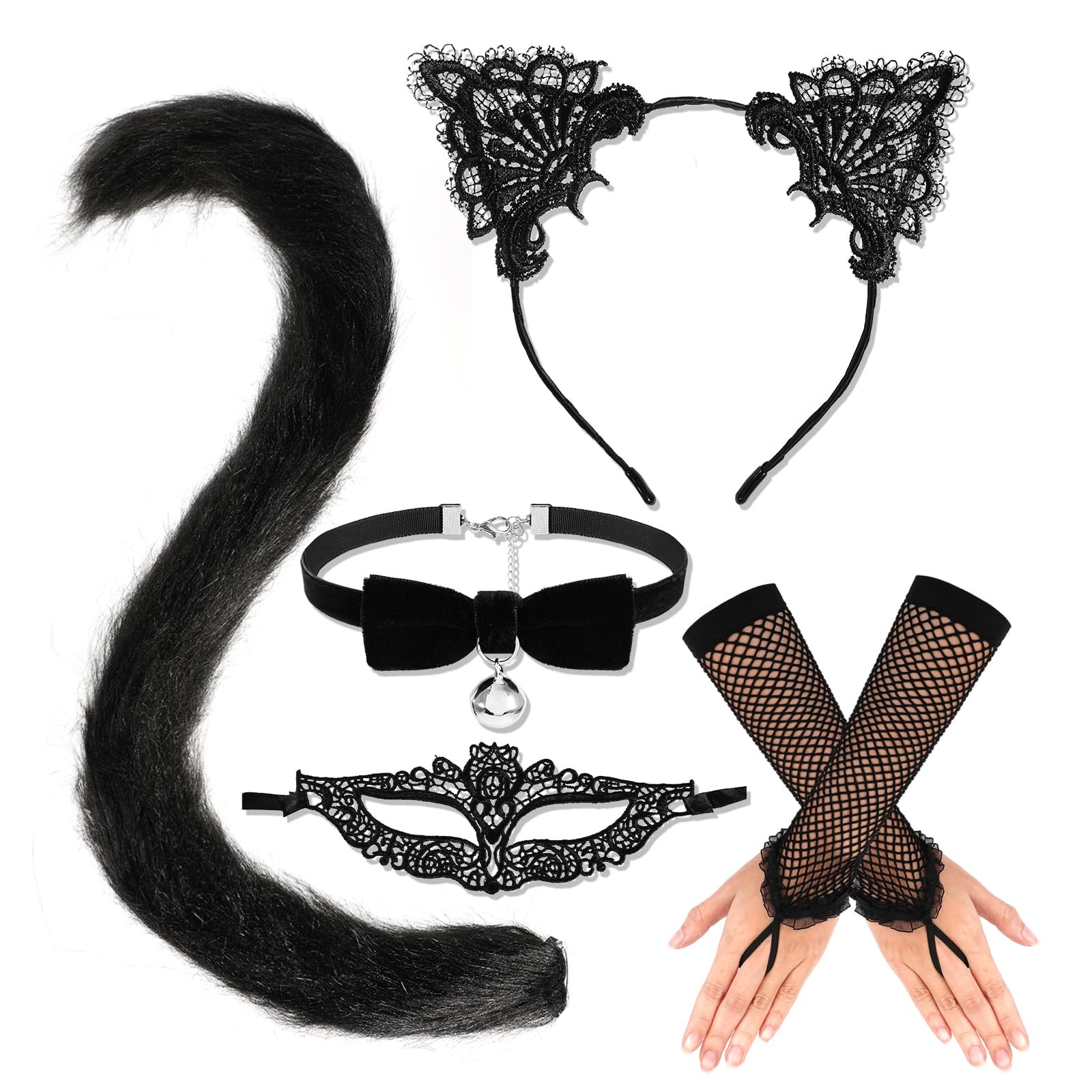Katzenohren-Stirnband Aus Stoff – Schwarz, Elastisch, Für Halloween, Cosplay, Kostüm, Damen & Mädchen