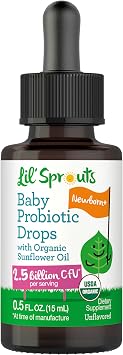 Lil Sprouts Baby Probiotic Drops | 2.5 Billion CFU | 0.5 fl oz 15 mL