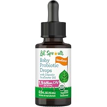 Lil' Sprouts Baby Probiotic Drops | 2.5 Billion CFU | 0.5 fl oz (15 mL) | with Organic Sunflower Oil | Liquid Supplement for Newborns | Non-GMO, Gluten free