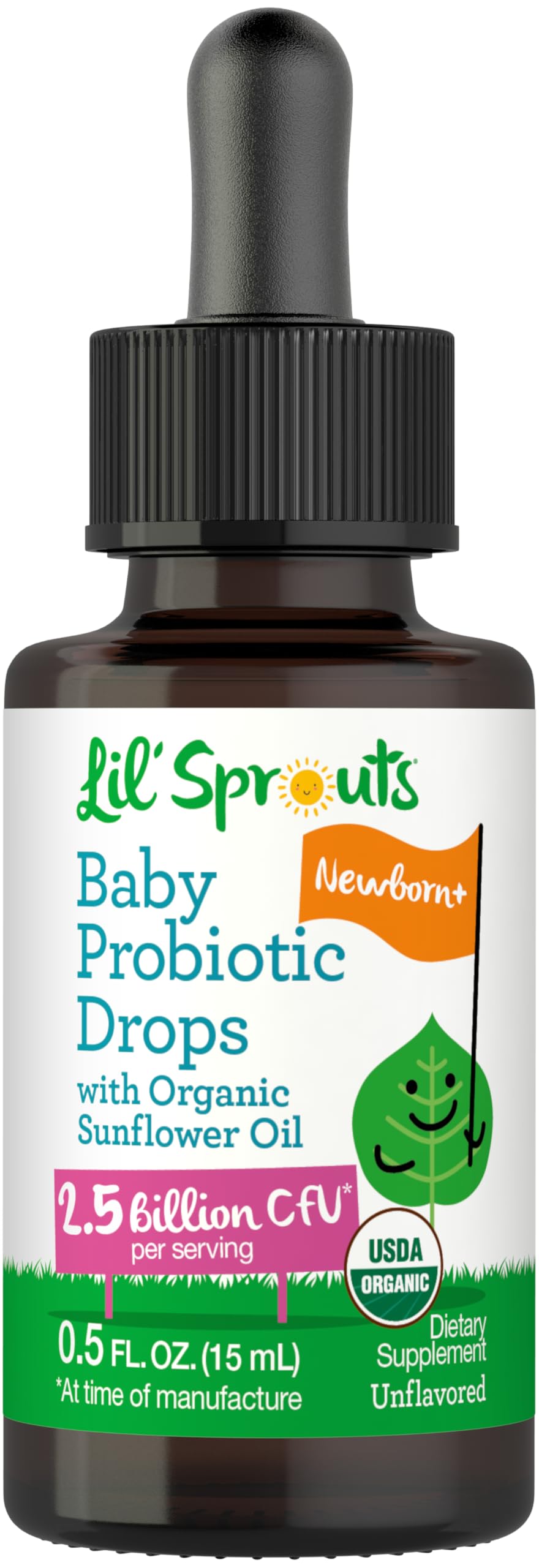 Lil' Sprouts Baby Probiotic Drops | 2.5 Billion CFU | 0.5 fl oz (15 mL)