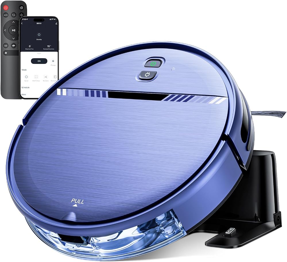 Robot Vacuum and Mop Combo, 2300Pa Strong Suction, With Dust Box and Water Tank, Works with Alexa/Google Assistant, Long Runtime, Schedule, Quiet, Ideal for Hard Floors, Low-Pile Carpets and Pets