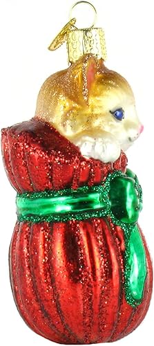 Vista 23 de Old World Christmas Adorno de cristal soplado de gatito del Himalaya gris para árbol de Navidad, decoración navideña artesanal, colección de gatos