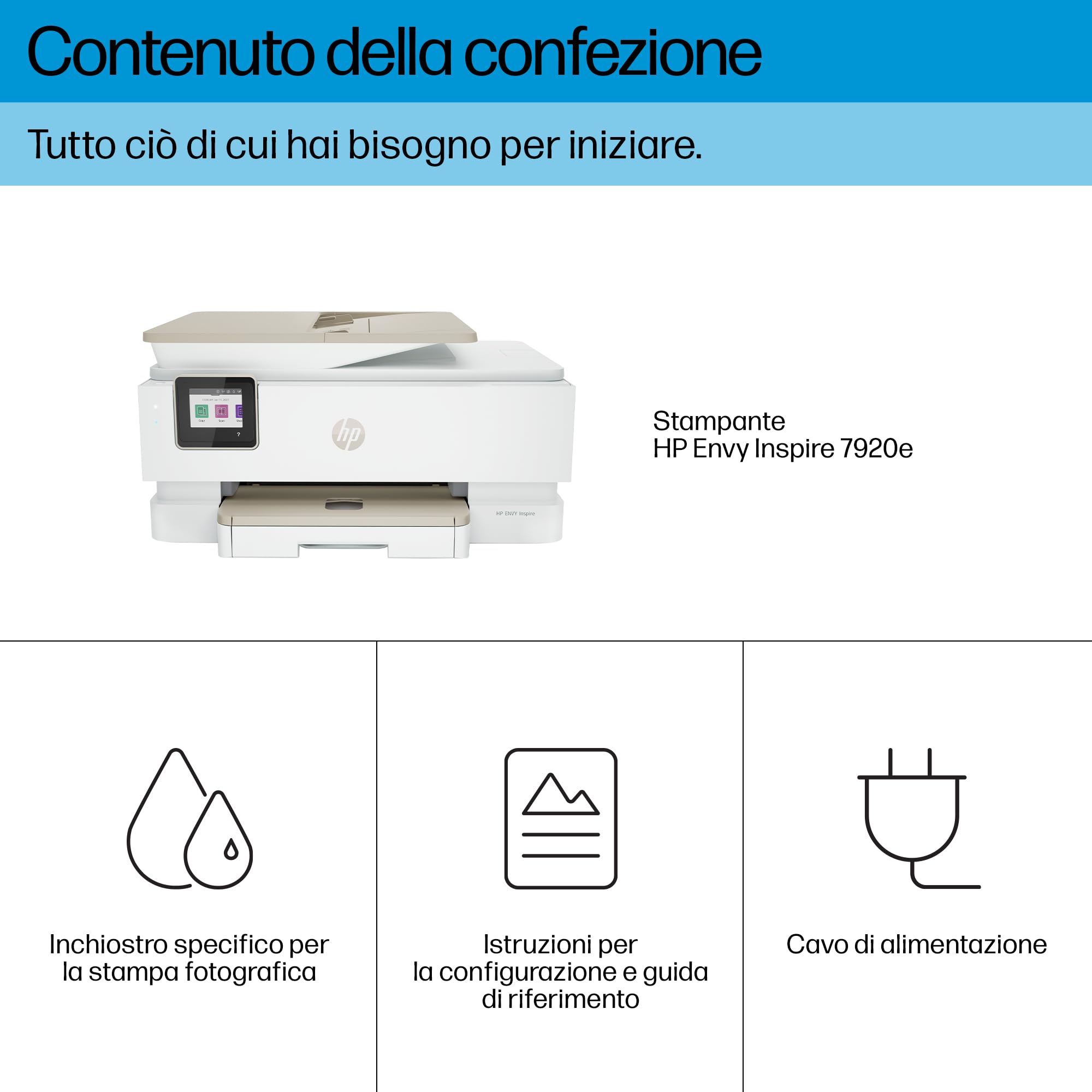 HP Envy Inspire 7924e 349W0B, Stampante Multifunzione a Getto d'Inchiostro A4 a Colori, Fronte/Retro Automatico, 22 ppm, Wi-Fi, Smart, 3 mesi di Instant Ink inclusi, Tortora