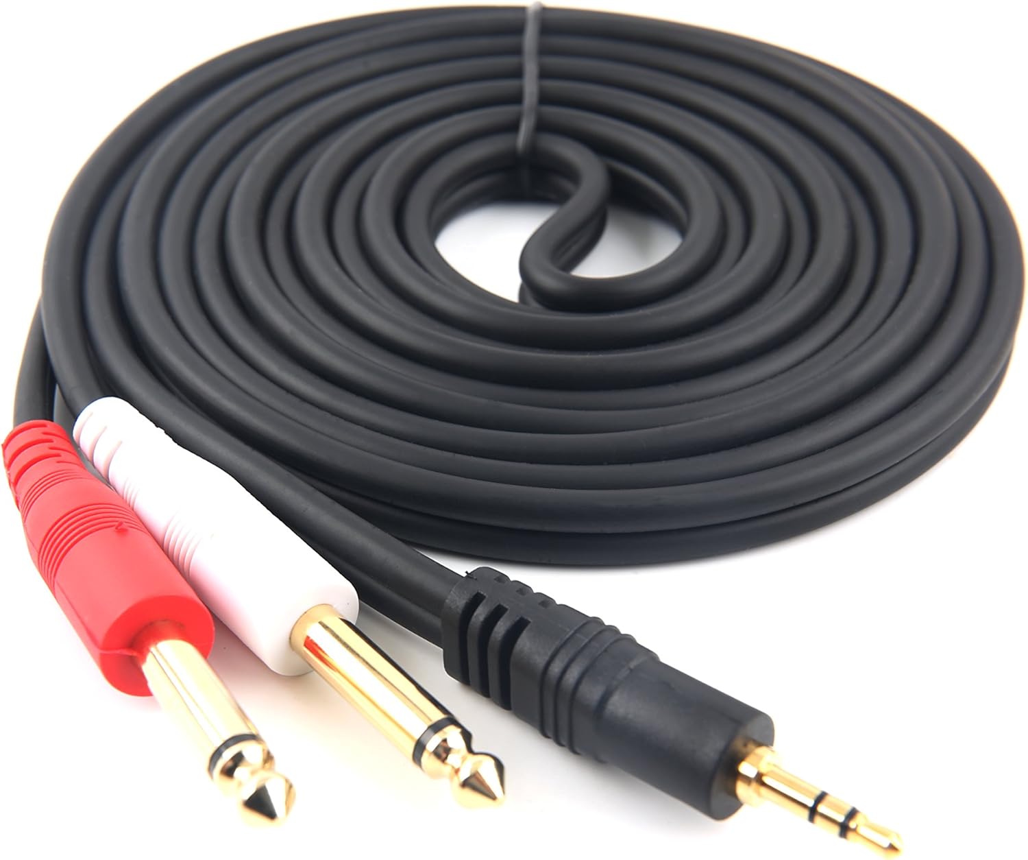 Devinal 1/8 inch Male Stereo to Dual 1/4 Mono Male Audio Cable, 3.5mm TRS to Dual 6.35mm TS Y Splitter Breakout Cord, Gold Plated Heavy Duty Durable [10 Feet] : Electronics