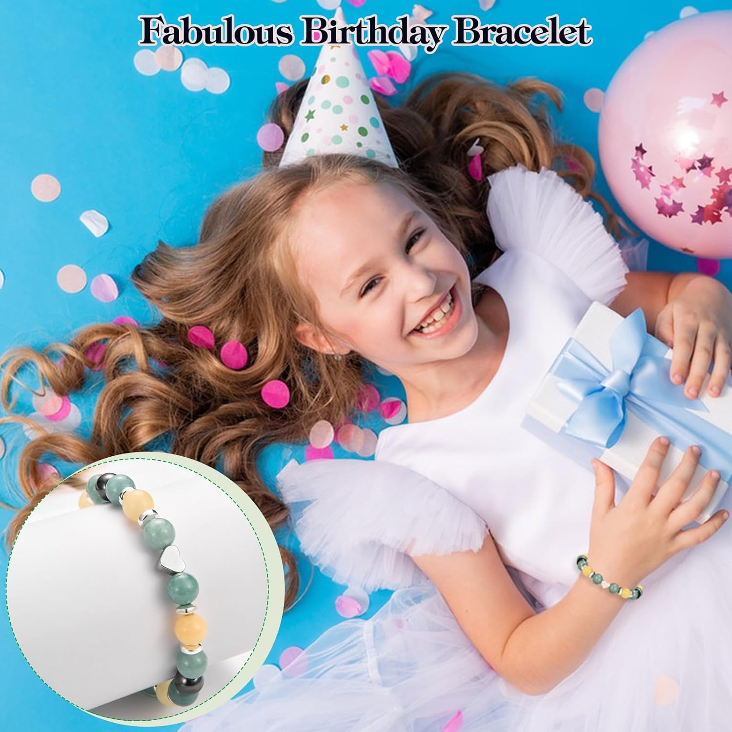 8-18 Year Old Girls Birthday Gifts, Sweet Heart Charm Birthday Bracelet with Happy 8-18th Birthday Message Card + Natural Stone Meaning's Card for Daughter/Granddaughter/Niece/Best Friend - Image 2