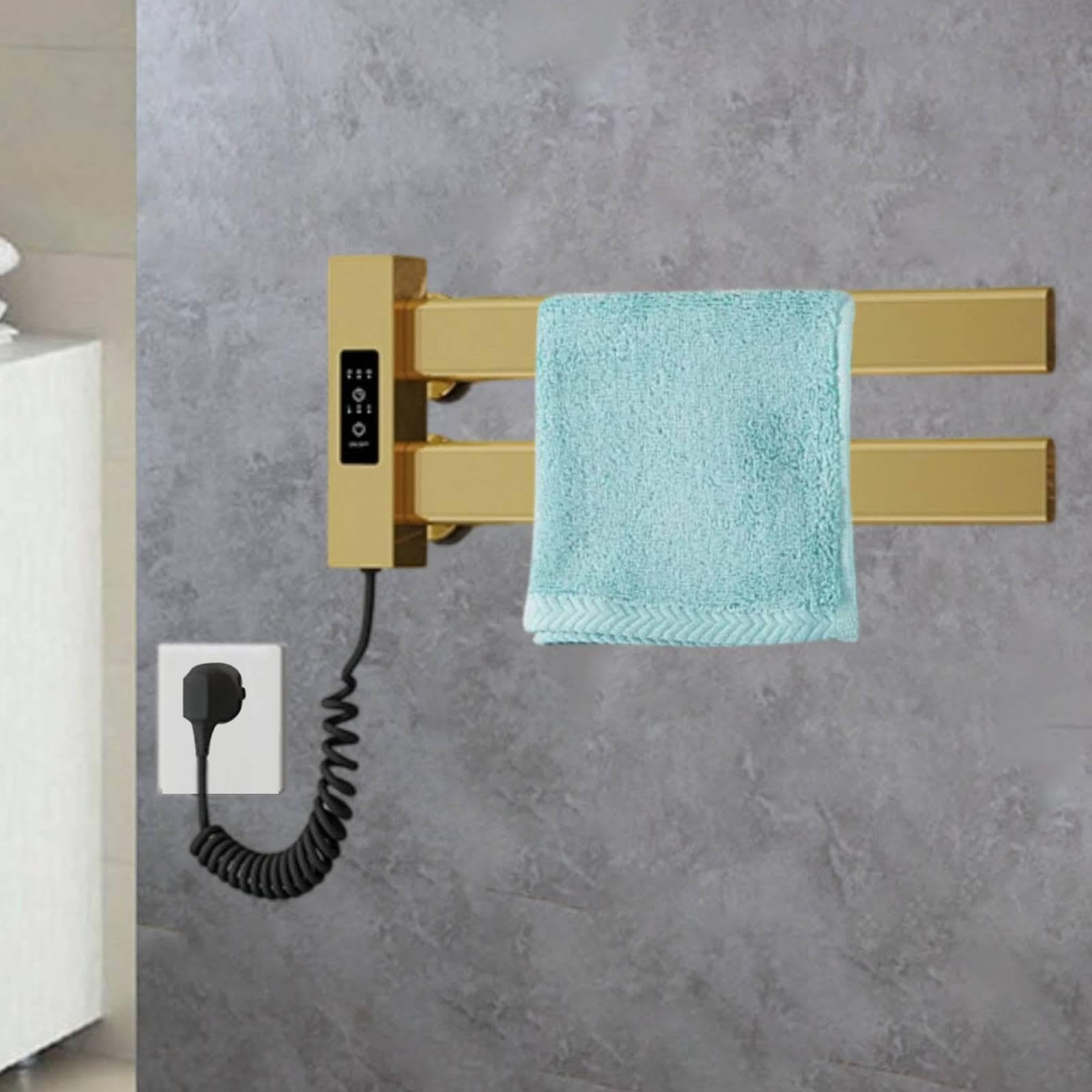 Qianly Scaldasalviette Elettrico, Design Moderno, Riscaldatore E Asciugatore Intelligenti, Struttura in Alluminio Impermeabile, Riscaldamento Costante, Oro