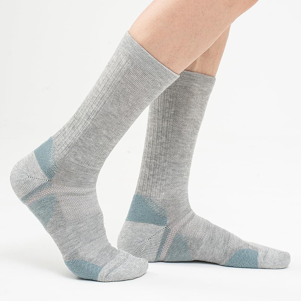 JOYNÉE 6 Pairs Mens Lightweight Crew Socks Cushioned Breathable Long Socks Work Athletic Running Thin Socks for Men - Image 2