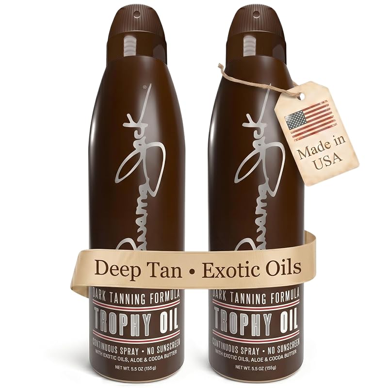 Óleo bronzeador em spray Panama Jack Trophy, SPF 0, pacote com 2