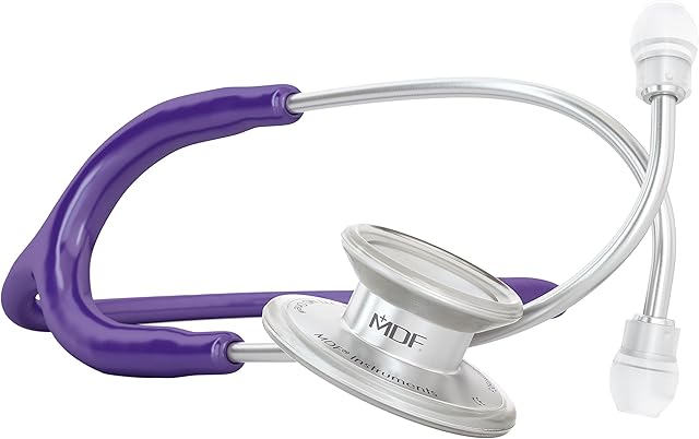 MDF® MD One® Premium dwugłowicowy stetoskop ze stali nierdzewnej; bezpłatne części na całe życie i produkt; gwarancja; fioletowy (MDF777-08)