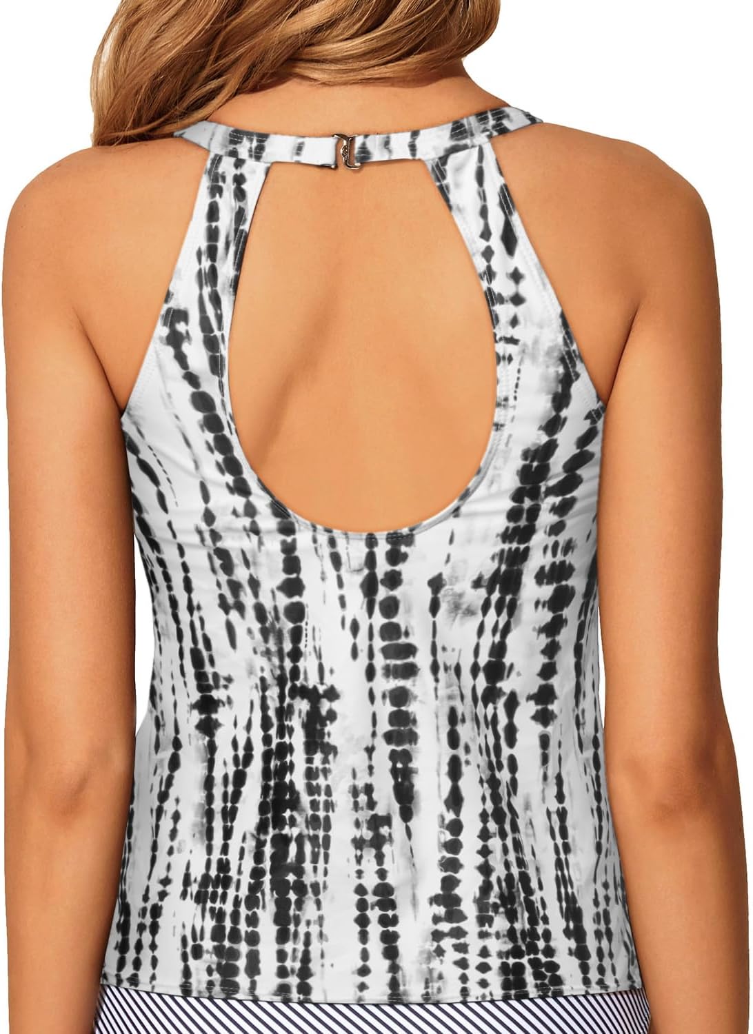 Tempt Me High Neck Tankini Top Backless Bathing Suit for Women Key Hole Swimsuit Swim Top Only