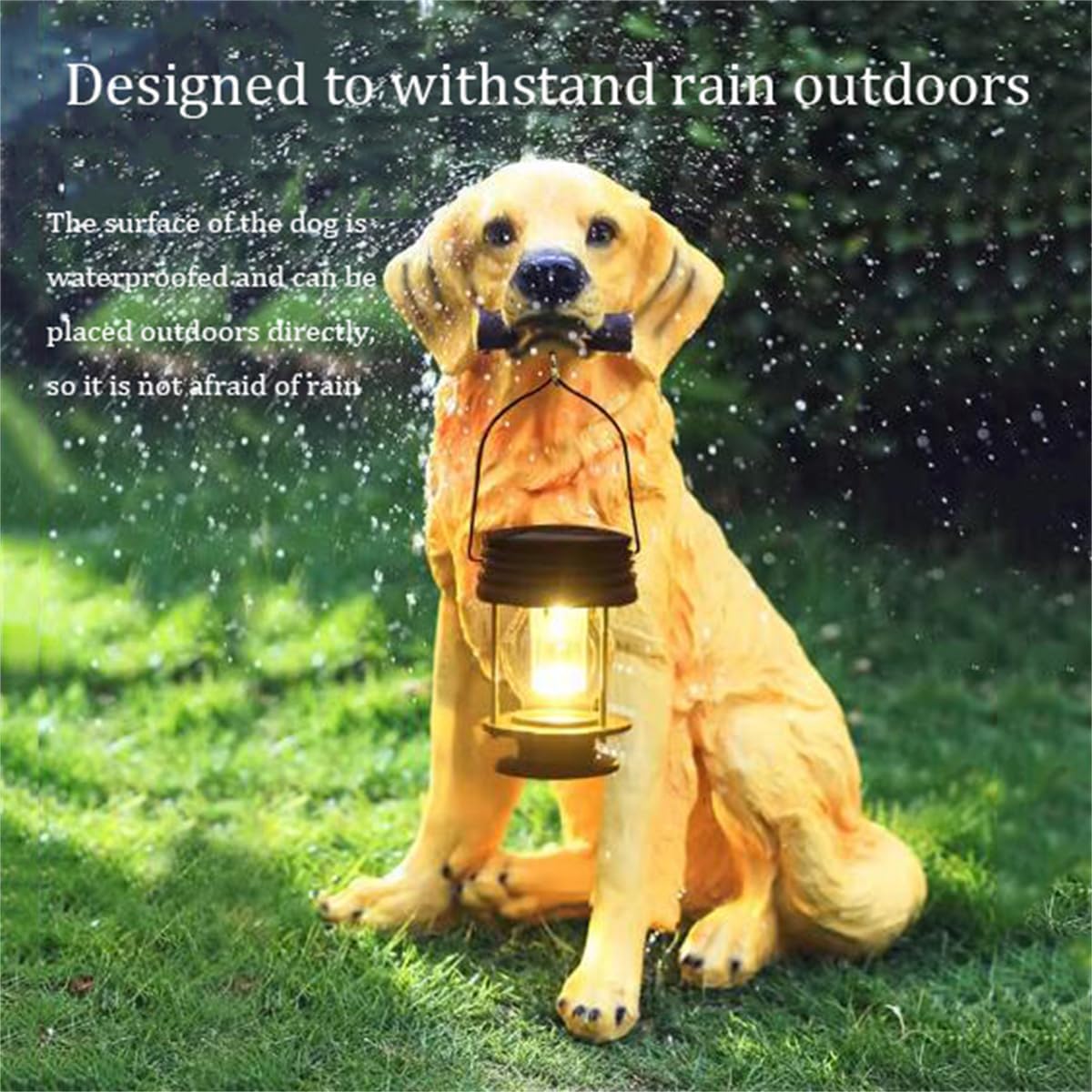Solar Garden Outdoor Statues Dog, Resin Dog Figurine Decorations with Solar Lights,Solar Powered LED Lights Outdoor Puppy Figurine Statue,for Patio, Lawn, Yard