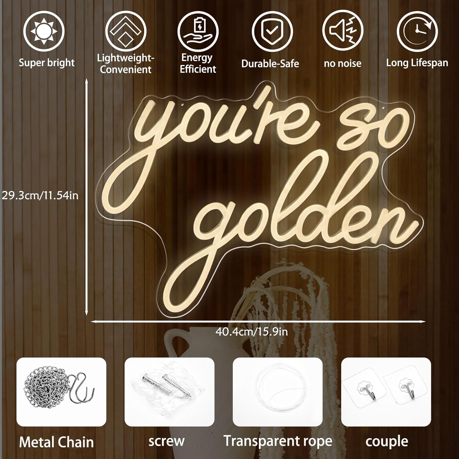 You're So Golden Neon Sign Warm White LED Light for Wall Decor Aesthetic Dimmable Neon Signs for Bedroom, Vanity, Living Room, Birthday Party, Wedding Engagement, Gifts for Women, Girls, Teen Room Decor