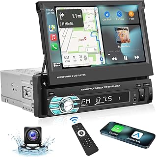 Podofo Single Din Carplay Car Stereo with Bluetooth AHD Backup Camera