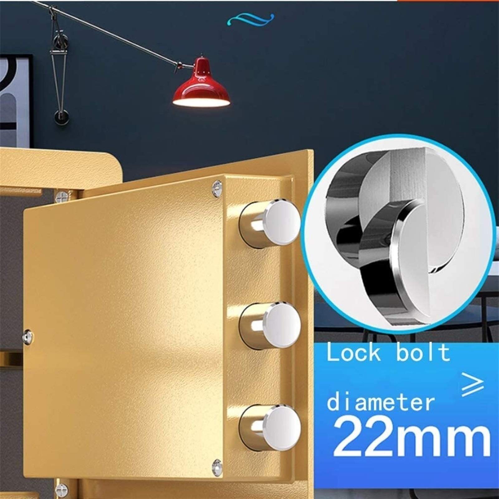RLKHXBS Safes Schrank Mechanical Password Safety Haushaltssicheres 45 cm großer feuerfestem wasserdichtes Anti -Bohr -Anti -Diebstahl Unsichtbares Safe (Farbkaffeegold)