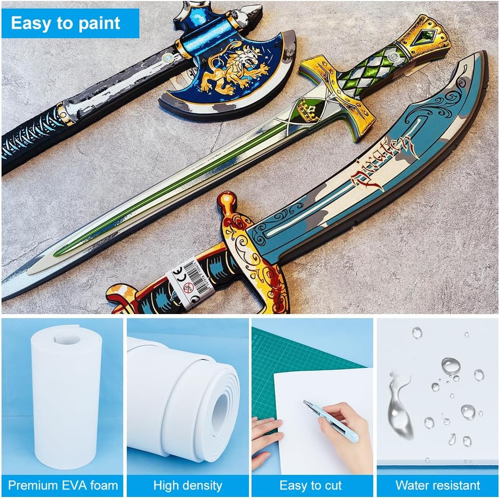 BENECREAT 118x11.8 Inch White EVA Foam Sheet, 5mm Thick EVA Foam with High Density, Large Crafts Foam Roll for Art Craft, Cosplay Costume, DIY Projects