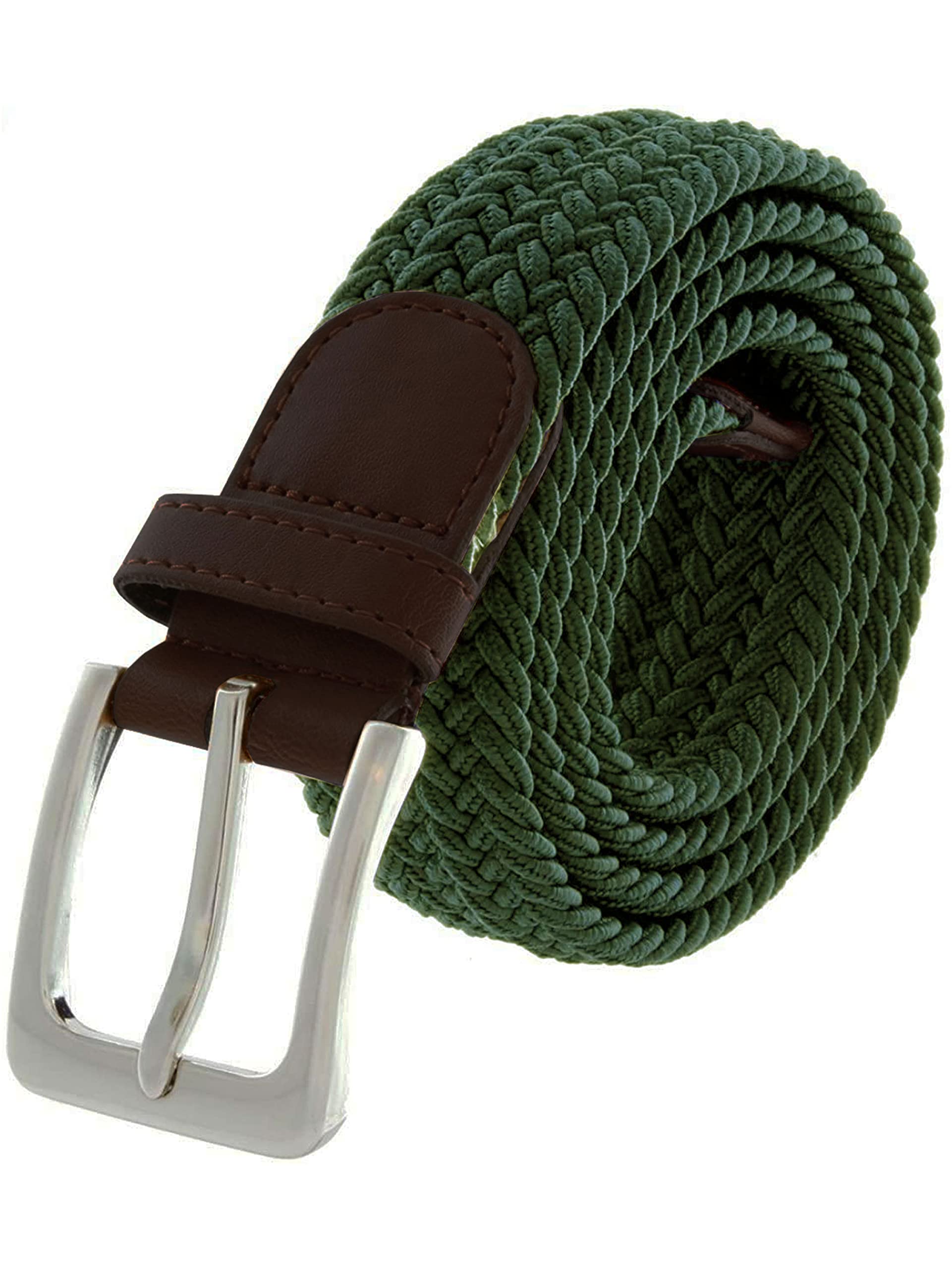 Ze Enzo (, L) Enzo Elasticated Belts Men Ladies Stretch Belts Green