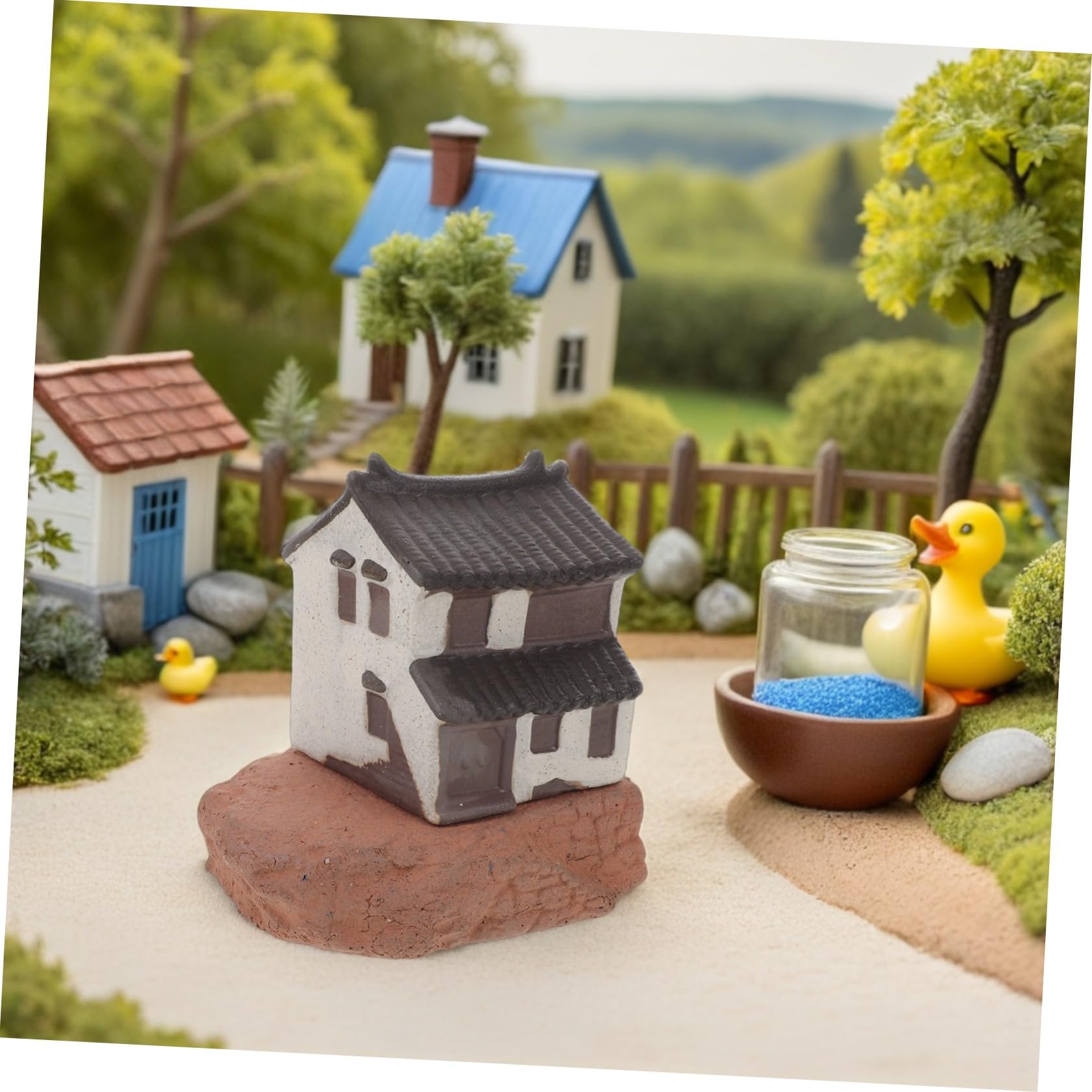 ibasenice Chiński Model Architektoniczny Miniaturowego Domku Miniaturowa Chatka Wiejska Figurka Miniaturowych Figurek Ogrodowych Domek Dla Wróżek Do Ogrodu Pawilon Akwariowy Ozdoby Do