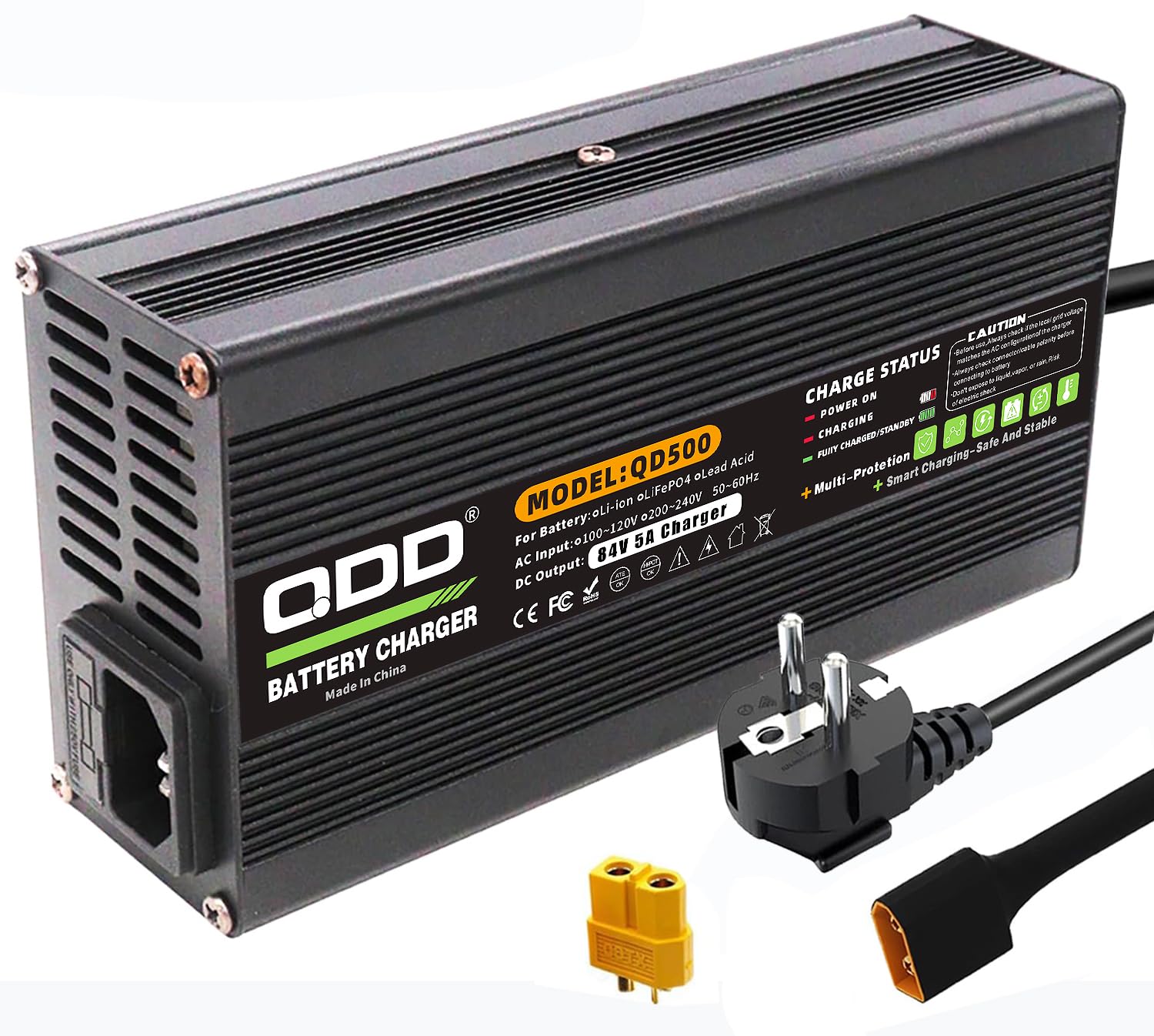 QDD Akku-Ladegerät 84 V 5 A für Elektromotorrad, Lithium-Akku-Pack 72 V 20S, Universal-Schnellladegerät für Elektromotor, Motorrad, XT60-Anschluss