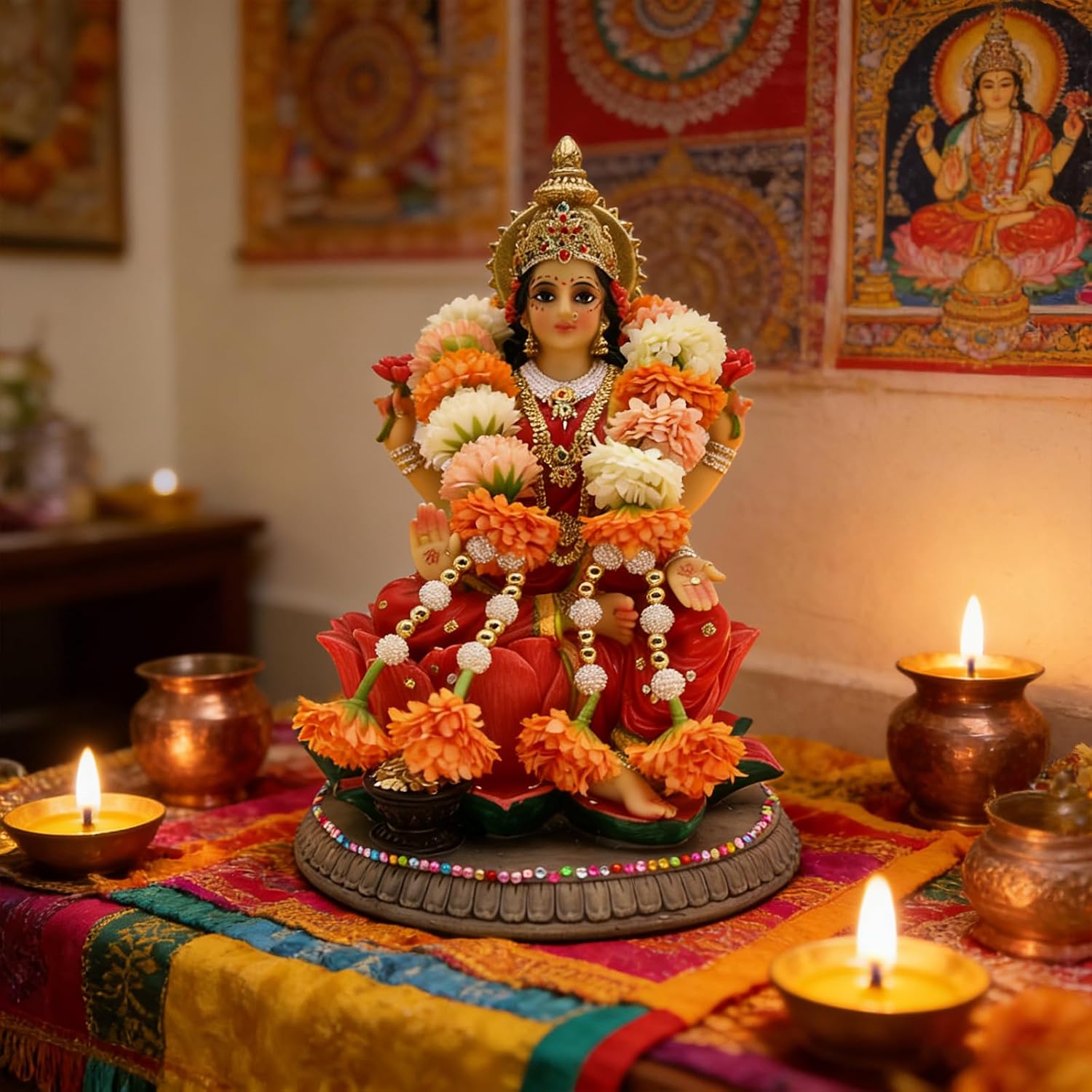 Goddess Lakshmi Statue Laxmi Murti Diwali Pooja Gifts Home Mandir Puja Item image 5