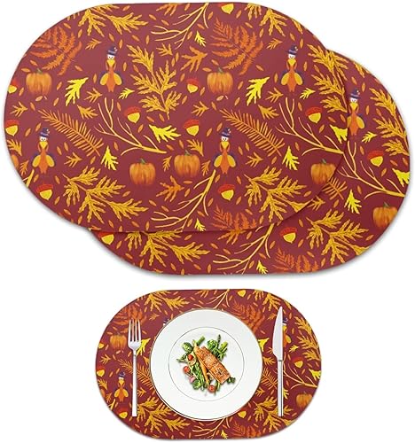 Miniatura 19 de Pumpkin Placemats Set of 4 Ghost Non Slip Washable Heat Resistant Place Mats 12x18 Inch Round Tablemats for Dining Kitchen Party Daily Table Decor