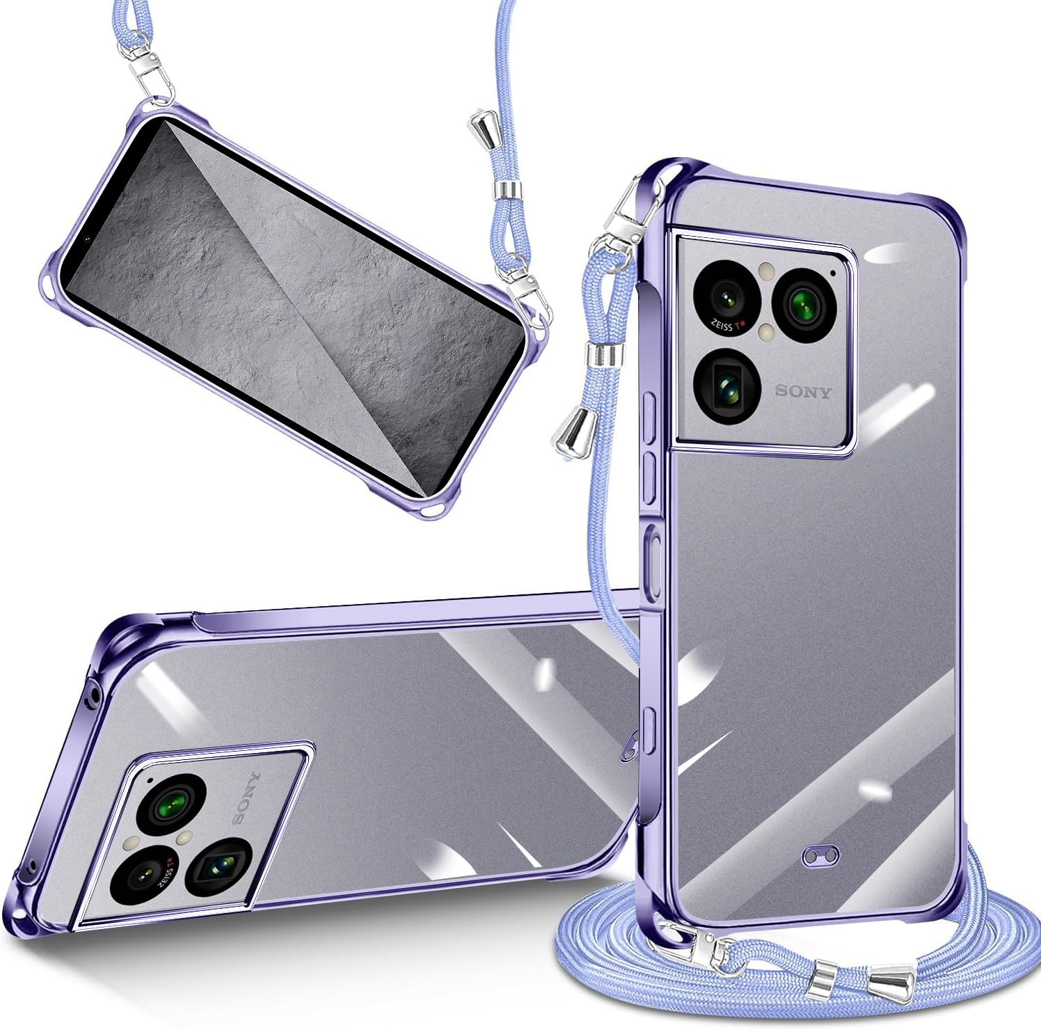 Xperia 1 VIII 用 ケース クリア ショルダー スマホケース エクスペリア 1 VIII カバー 肩掛け 縄掛けケース 透明 TPU 薄型 耐衝撃 携帯ケース 紐付き 斜めがけ ストラップ着脱可 織りストラップ付き ネックストラップ 縦/横 2WAY 長さ調整可能 取り外し可能 落下防止 紛失防止 ワイヤレス充電対応 かわいい おしゃれ 女性 男性