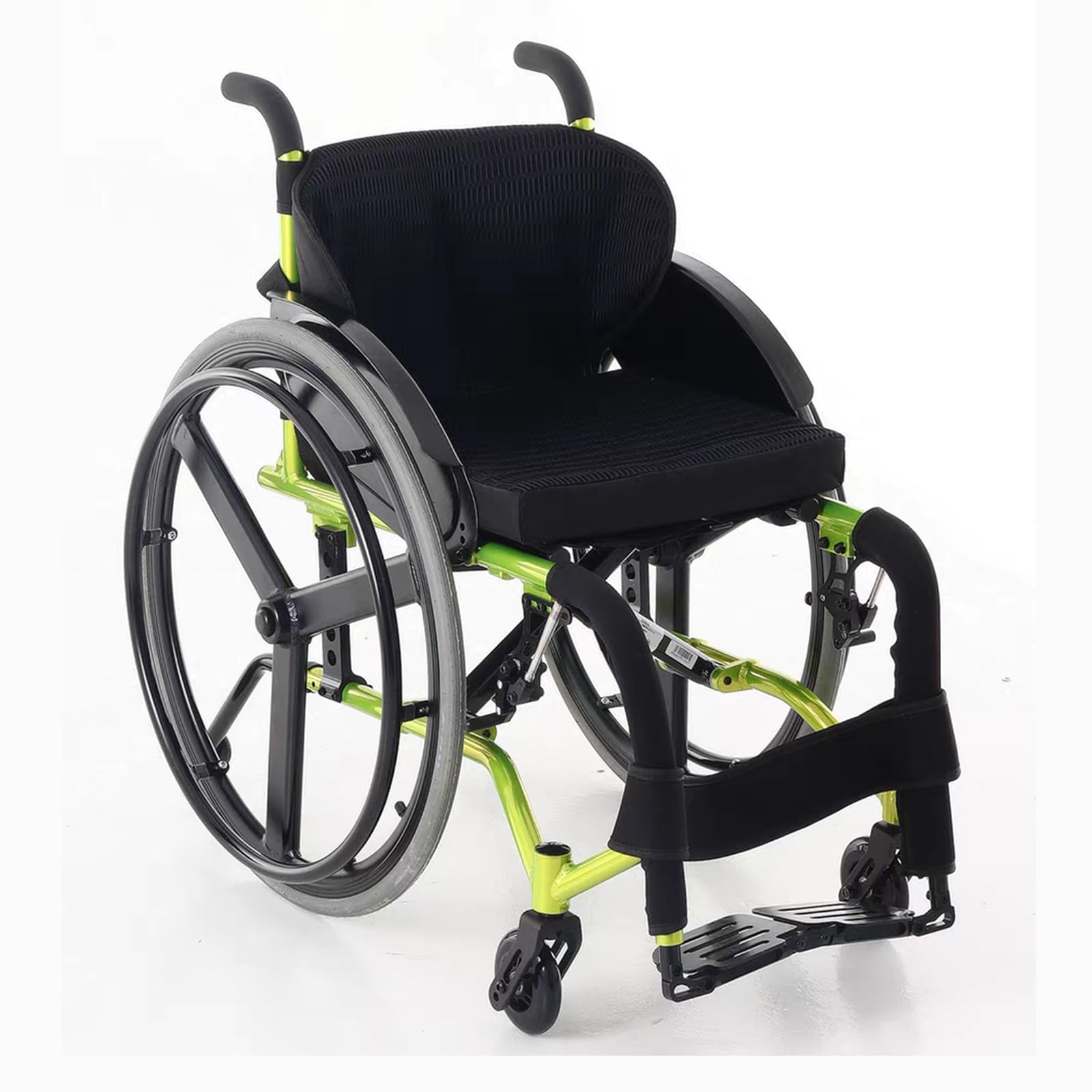 Silla de Ruedas Deportiva Manual Plegable,Ultraligera de Aleación de Aluminio, Extracción con un botón, Cojín grueso,Transporte Fácil,Cinturón seguridad,Altura regulable