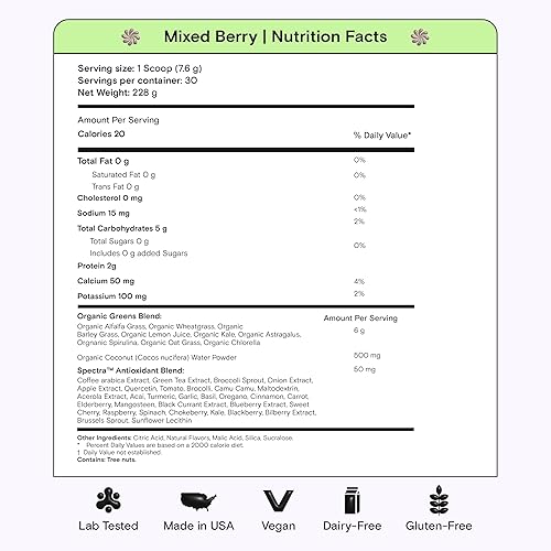 Miniatura 2 de Kiala Nutrition Super Greens - Polvo de superalimento en polvo, espirulina y verduras orgánicas que apoya la salud intestinal, deshincha para