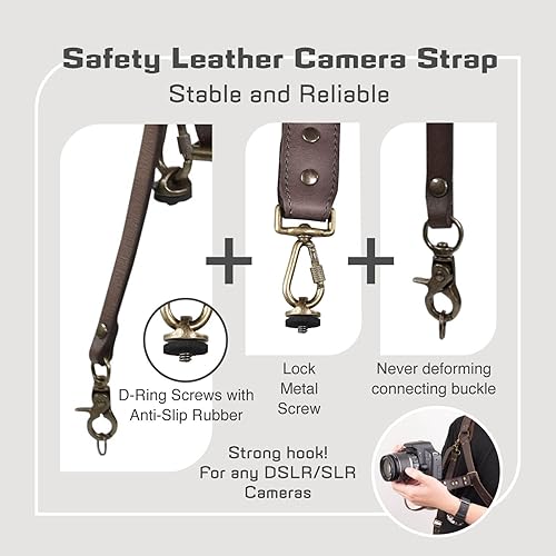 Miniatura 4 de Correa de cámara para 1 o 2 DSLR,Arnés de cámara dual para 1 o 2 cámaras,Correa de cuero para cámara de hombro para fotógrafos