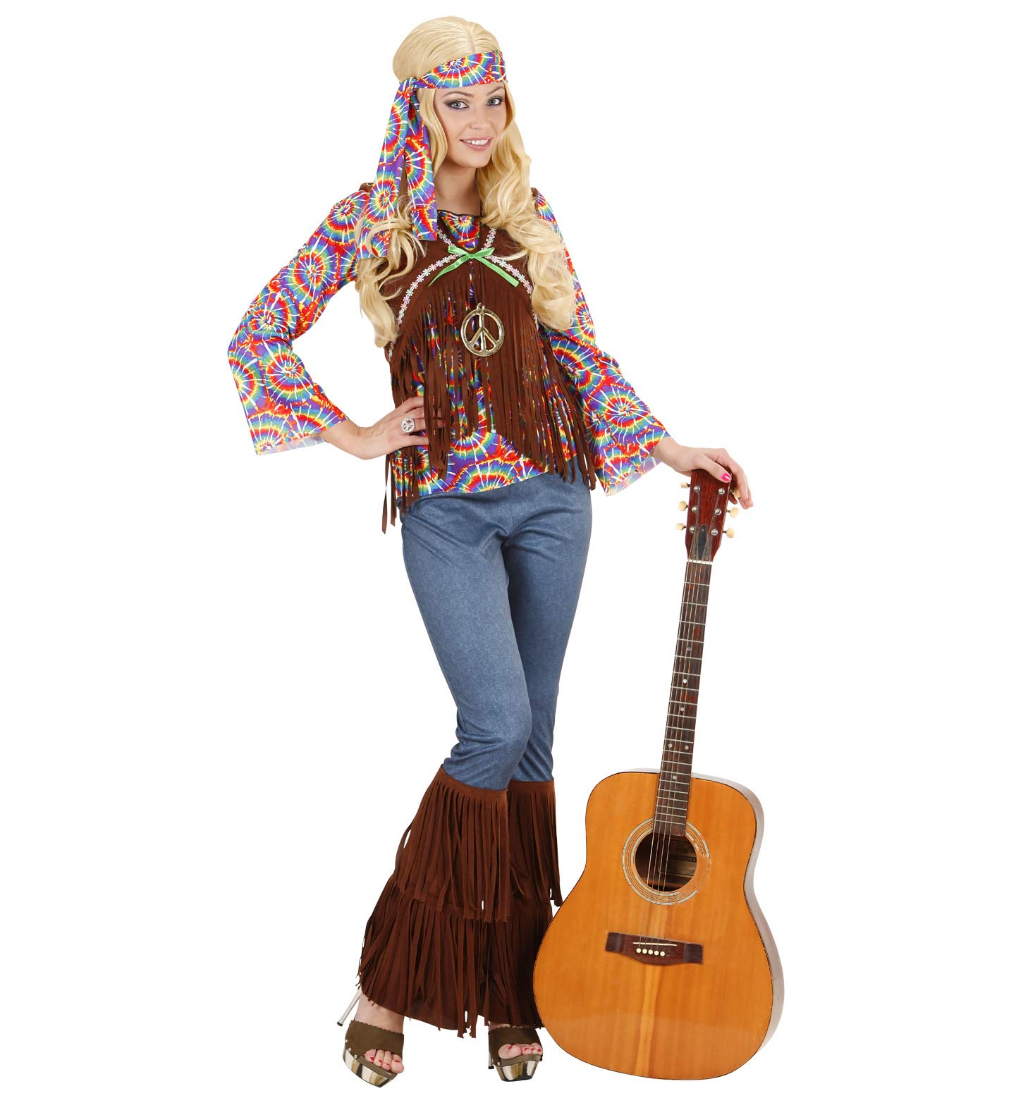 Ladies Psychedelic Hippie Woman Costume Large UK 14-16 for 60s 70s Hippy Fancy Dress