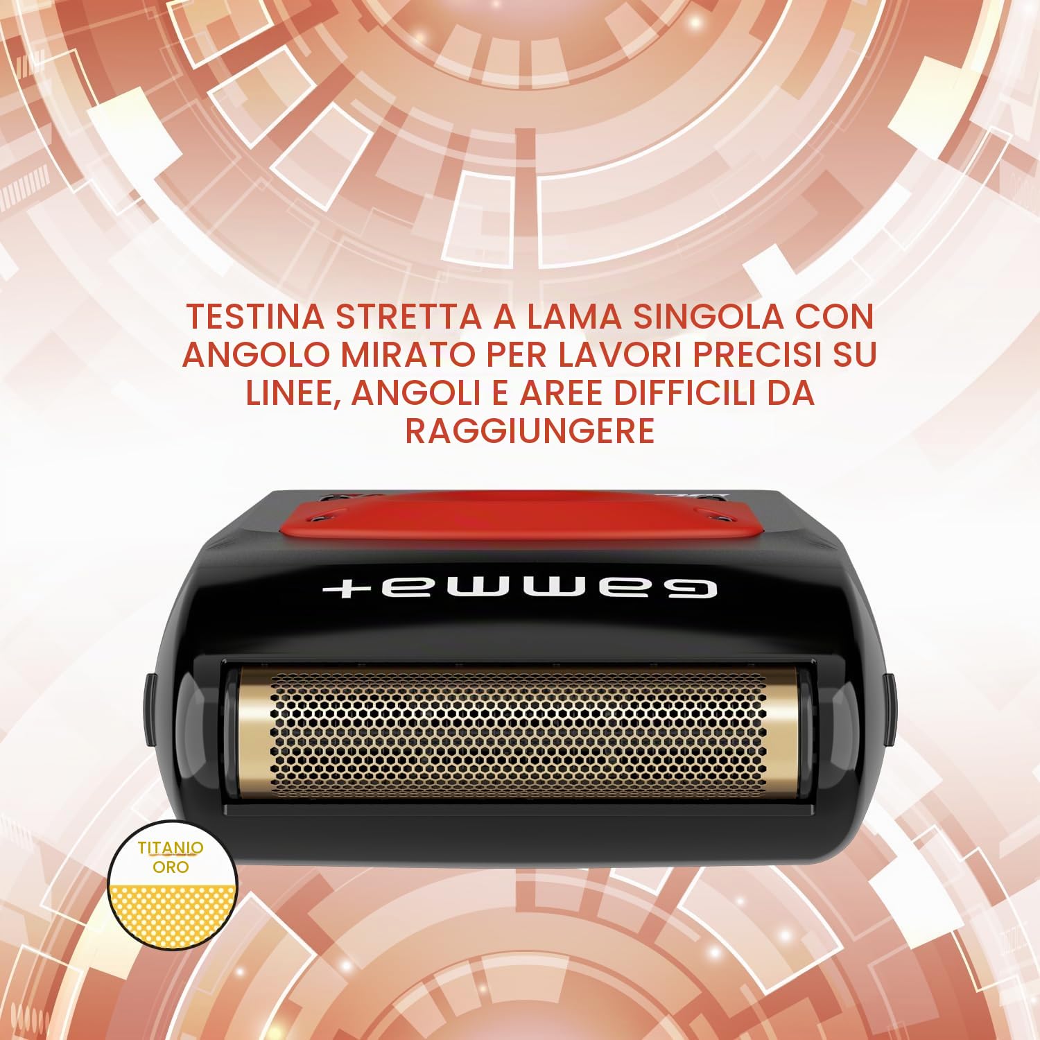 GAMMA+ Boosted One Foil Rasoio Elettrico Professionale a Lamina per Barba e Capelli, Rasoio Foil per Rifiniture e Sfumature, Motore 9.000 RPM, Autonomia 2 Ore, Ricarica USB-C, IPX4