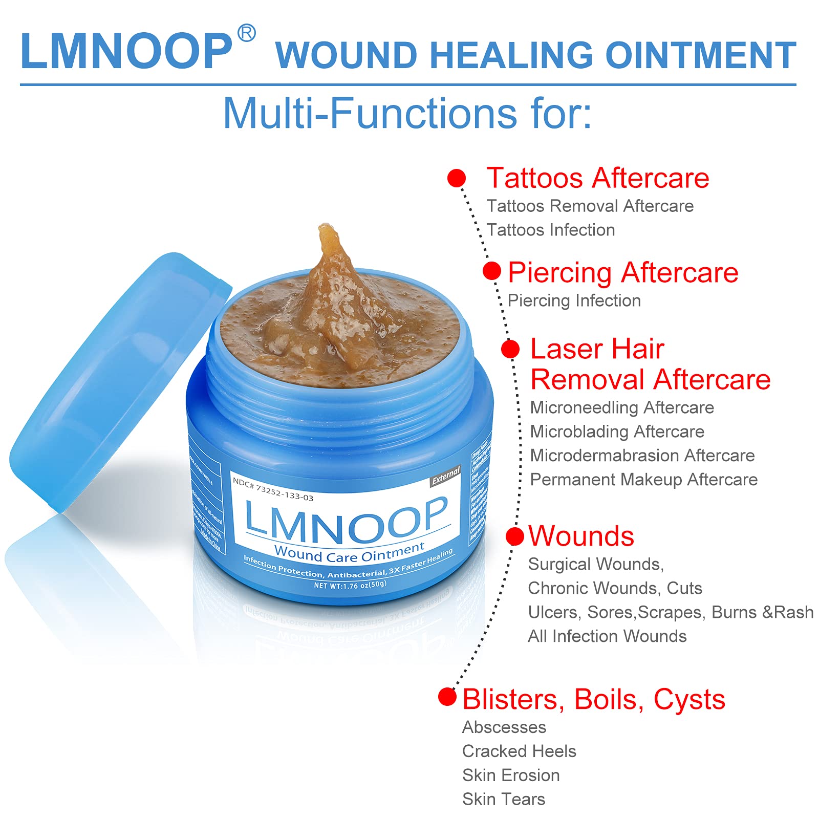 LMNOOP Wound Care Ointment Pain Relief, AntiInfection, Antiinflammatory Cream for Chronic