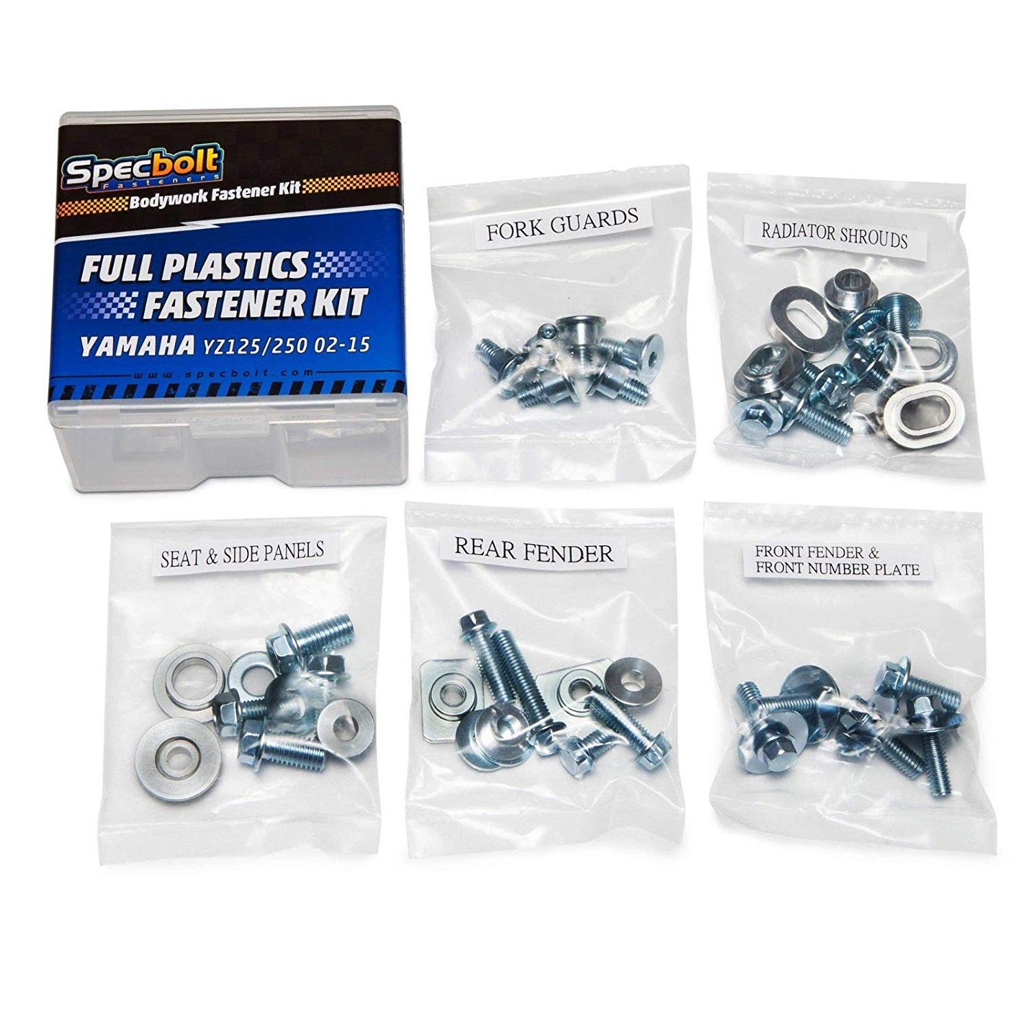 Specbolt Brand Full Plastics Fastener Kit. for Yamaha YZ 125 250 - YZ125 / YZ250 (2002-2015) #0215 Fenders bodywork shrouds Number Plates Side Panels
