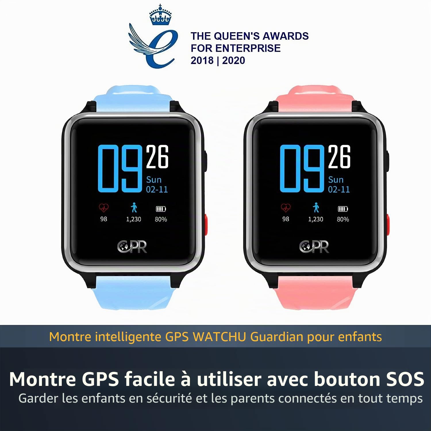 Guardian Montre GPS pour Enfants avec Bouton SOS pour Les urgences et Les appels bidirectionnels avec Les Parents et Les Meilleurs Amis