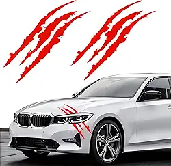 2 peças decalques de marca de garra para carros, adesivo de carro de farol, decalque de listras de arranhões para carros esportivos SUV Pickup caminhão janela motocicletas etc (vermelho)