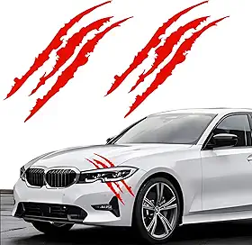 2 peças decalques de marca de garra para carros, adesivo de carro de farol, decalque de listras de arranhões para carros esportivos SUV Pickup caminhão janela motocicletas etc (vermelho)