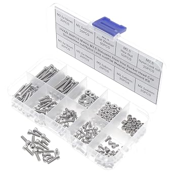 M2.5 304 Stainless Steel Knurled Hex Socket Cap Screw Nut Washer Kit