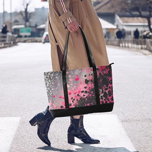 Miniatura 6 de Peach Leopard Starry Bolsa de maletín impermeable para mujer con cremallera bolsa de mano para el trabajo para viajes gimnasio vacaciones