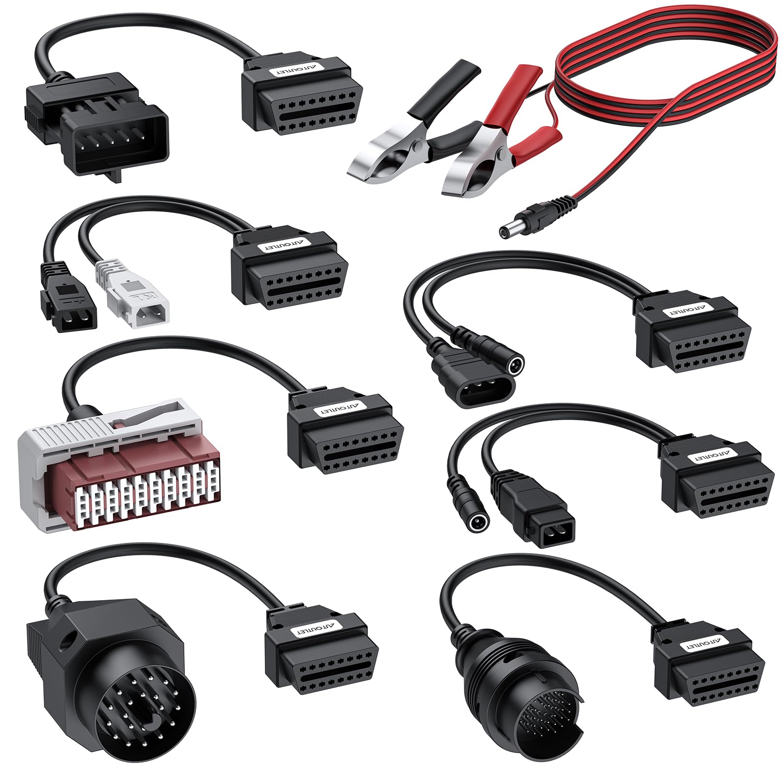 AUTOUTLET Un Ensemble de 8 Adaptateurs Kit de Câble d'Adaptateur de Diagnostic pour Appareil de Diagnostic Universel Auto OBD2 OBD1 Câble d'Adaptateur de Diagnostic pour AutoCom Delphi CDP DS150Er