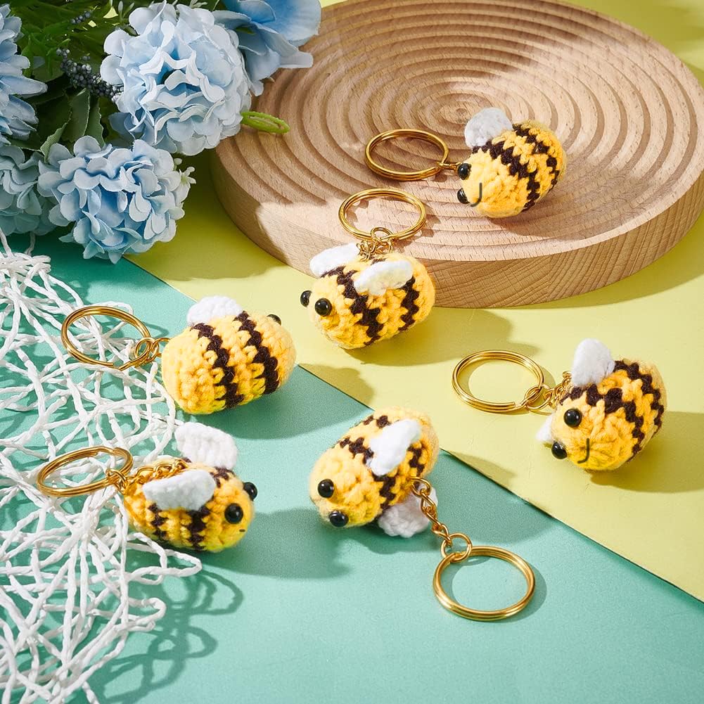 Amazon.co.jp: NBEADS 6個 かぎ針編みの蜂のキーホルダー 編み物 3D